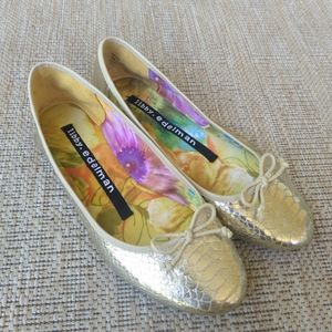 Libby Edelman Alex Ballet Flats 8M Gold Snakeskin